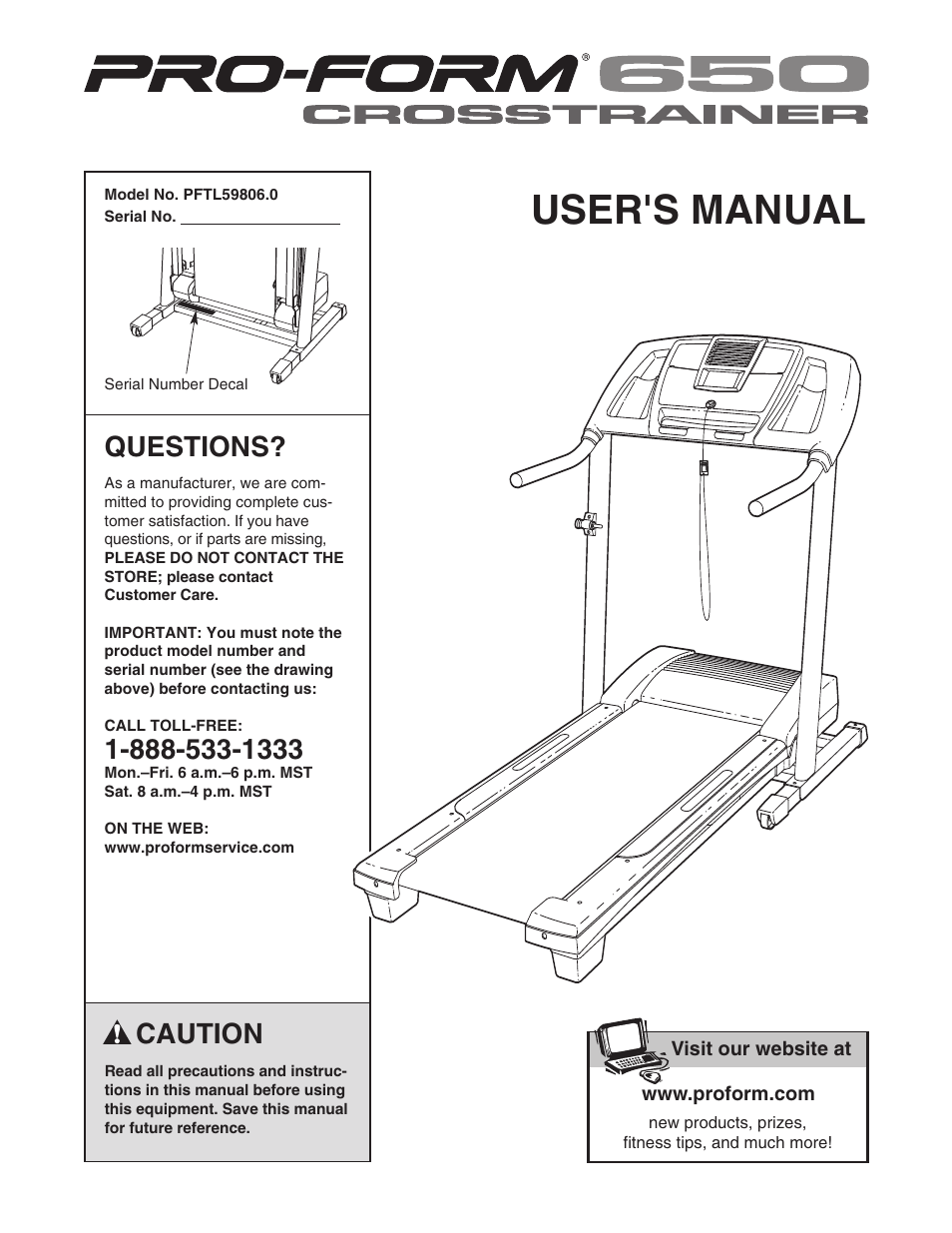 ProForm CrossTrainer PFTL59806.0 User Manual | 28 pages