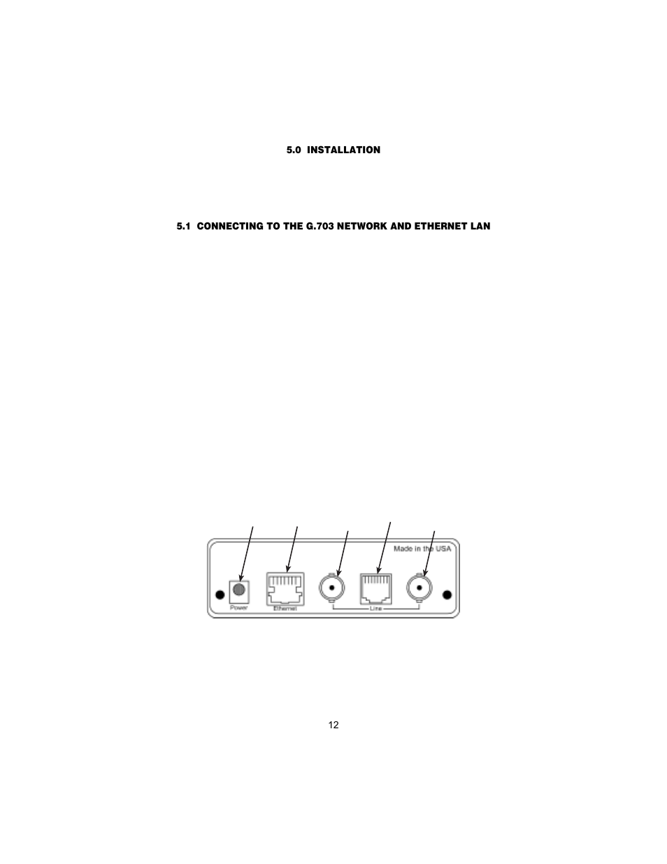 0 installation, 1 connecting to the g.703 network and ethernet lan, Installation | Connecting to the g.703 network and ethernet lan | Patton electronic PATTON 2707/I User Manual | Page 12 / 24