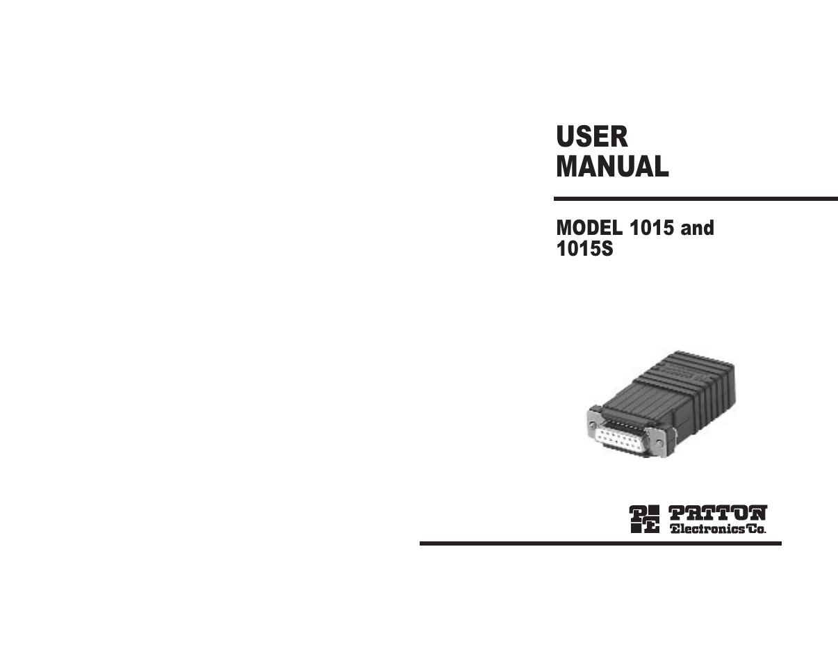 Patton electronic 1015S User Manual | 7 pages