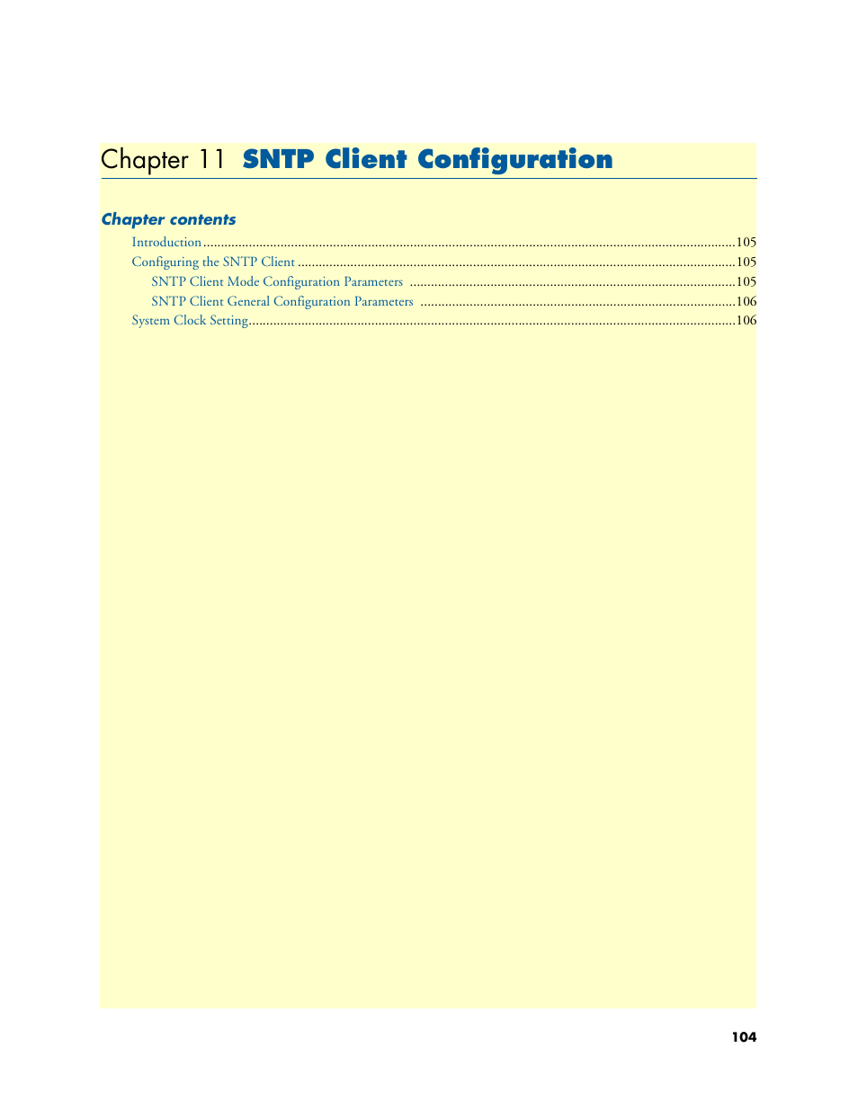 Chapter 11 sntp client configuration, Sntp client configuration, 11 sntp client configuration | Chapter 11 | Patton electronic ONSITE SERIES 2635 User Manual | Page 104 / 133