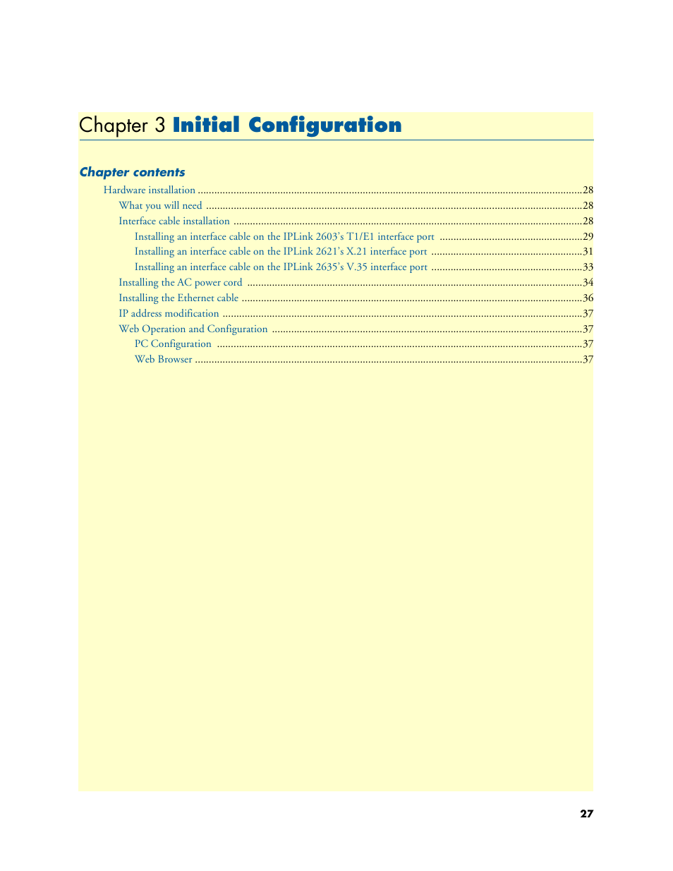 Chapter 3 initial configuration, Initial configuration, 3 initial configuration | Chapter 3 | Patton electronic ONSITE SERIES 2635 User Manual | Page 27 / 133