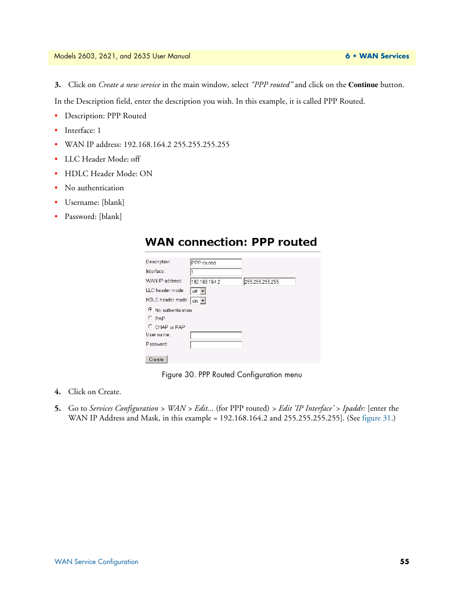 Ppp routed configuration menu | Patton electronic ONSITE SERIES 2635 User Manual | Page 55 / 133