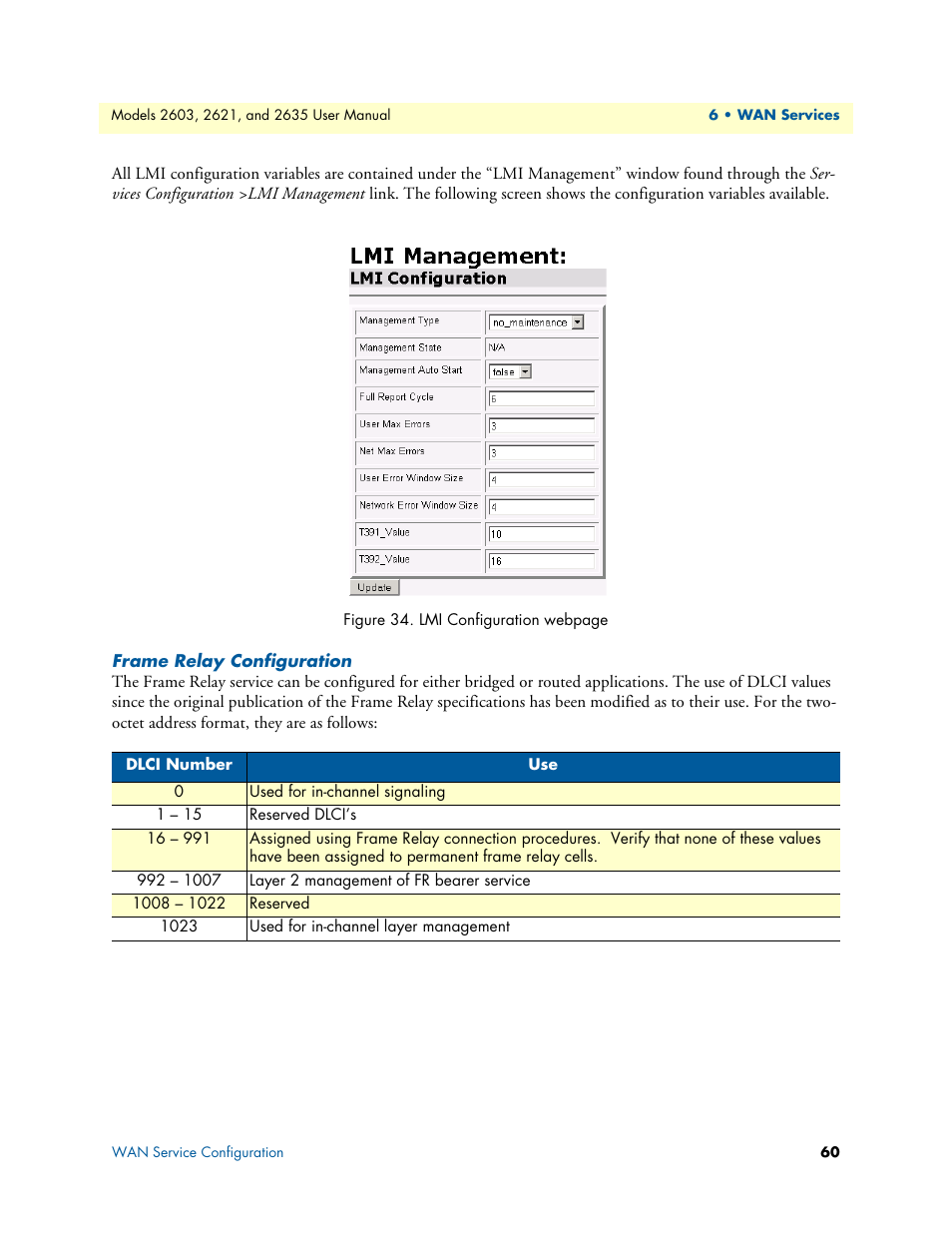 Frame relay configuration | Patton electronic ONSITE SERIES 2635 User Manual | Page 60 / 133