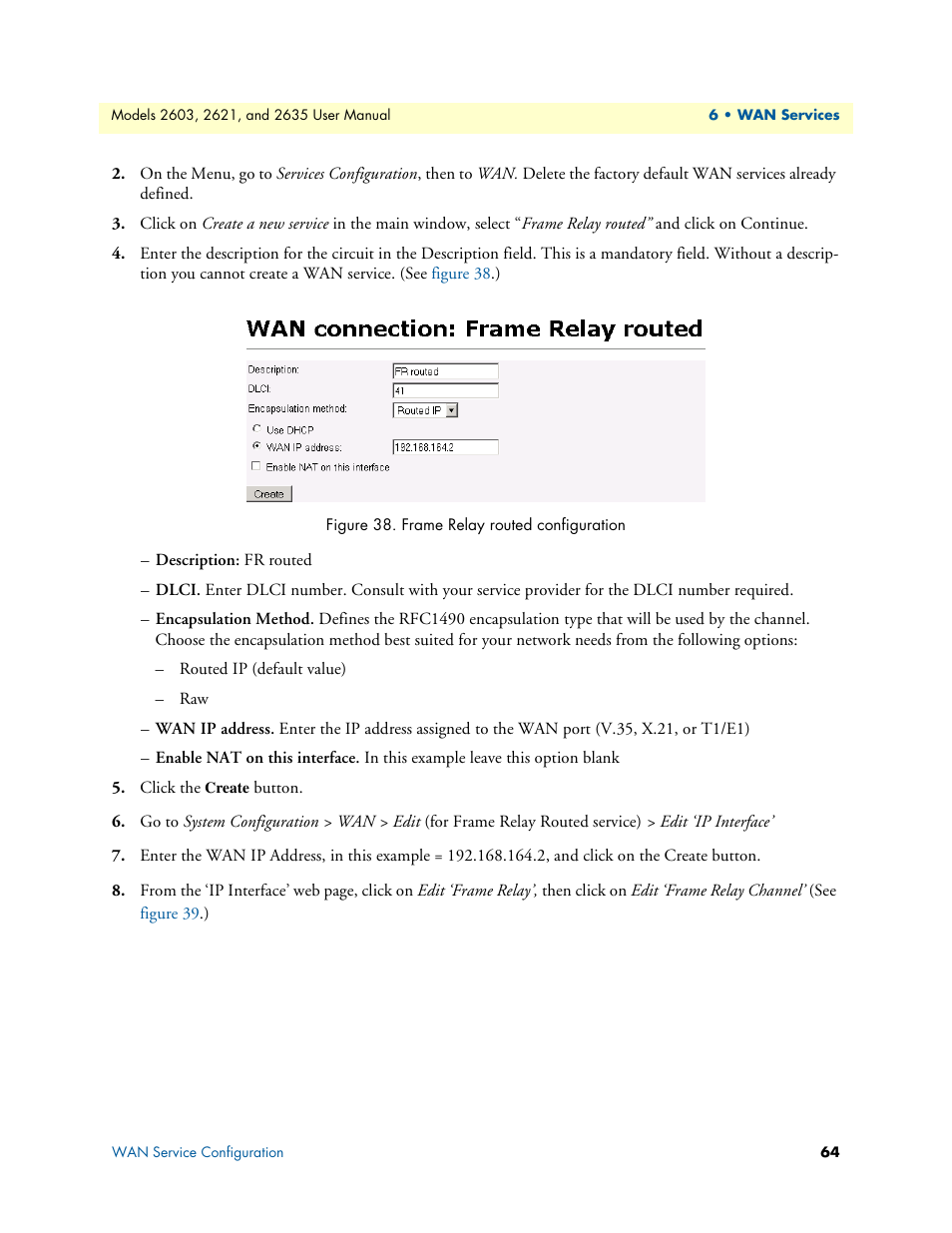 Frame relay routed configuration | Patton electronic ONSITE SERIES 2635 User Manual | Page 64 / 133
