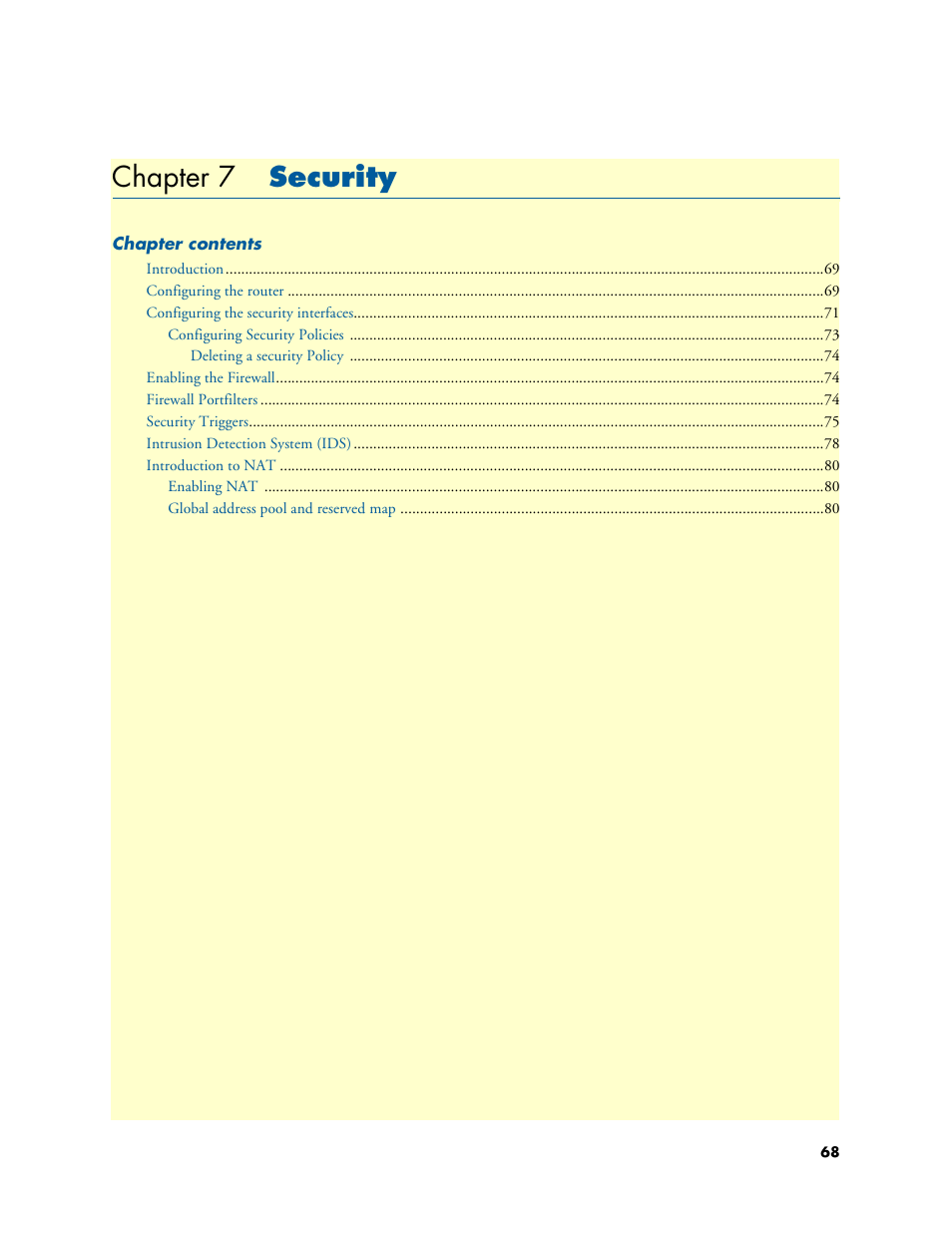 Chapter 7 security, Security, 7 security | Chapter 7 | Patton electronic ONSITE SERIES 2635 User Manual | Page 68 / 133