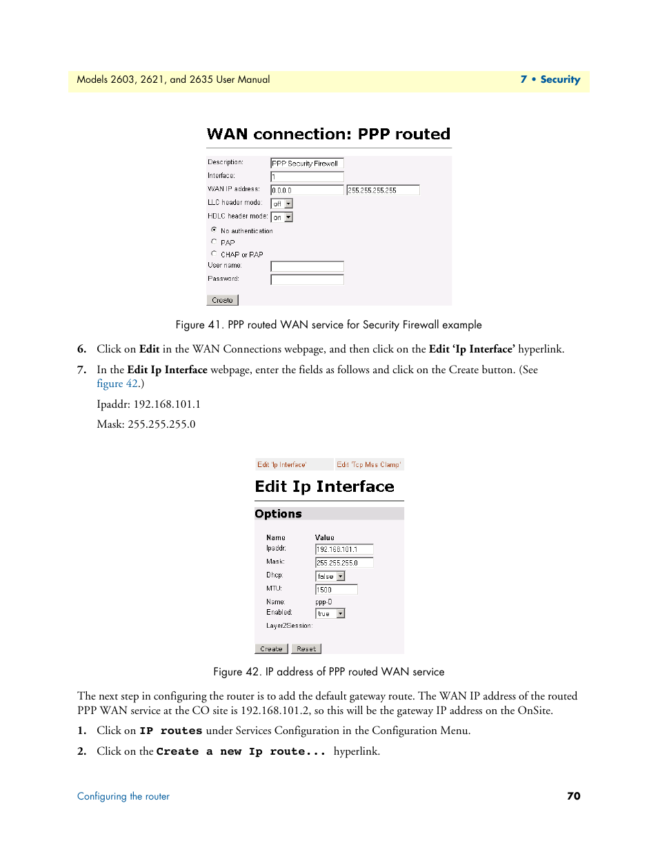 Ip address of ppp routed wan service | Patton electronic ONSITE SERIES 2635 User Manual | Page 70 / 133