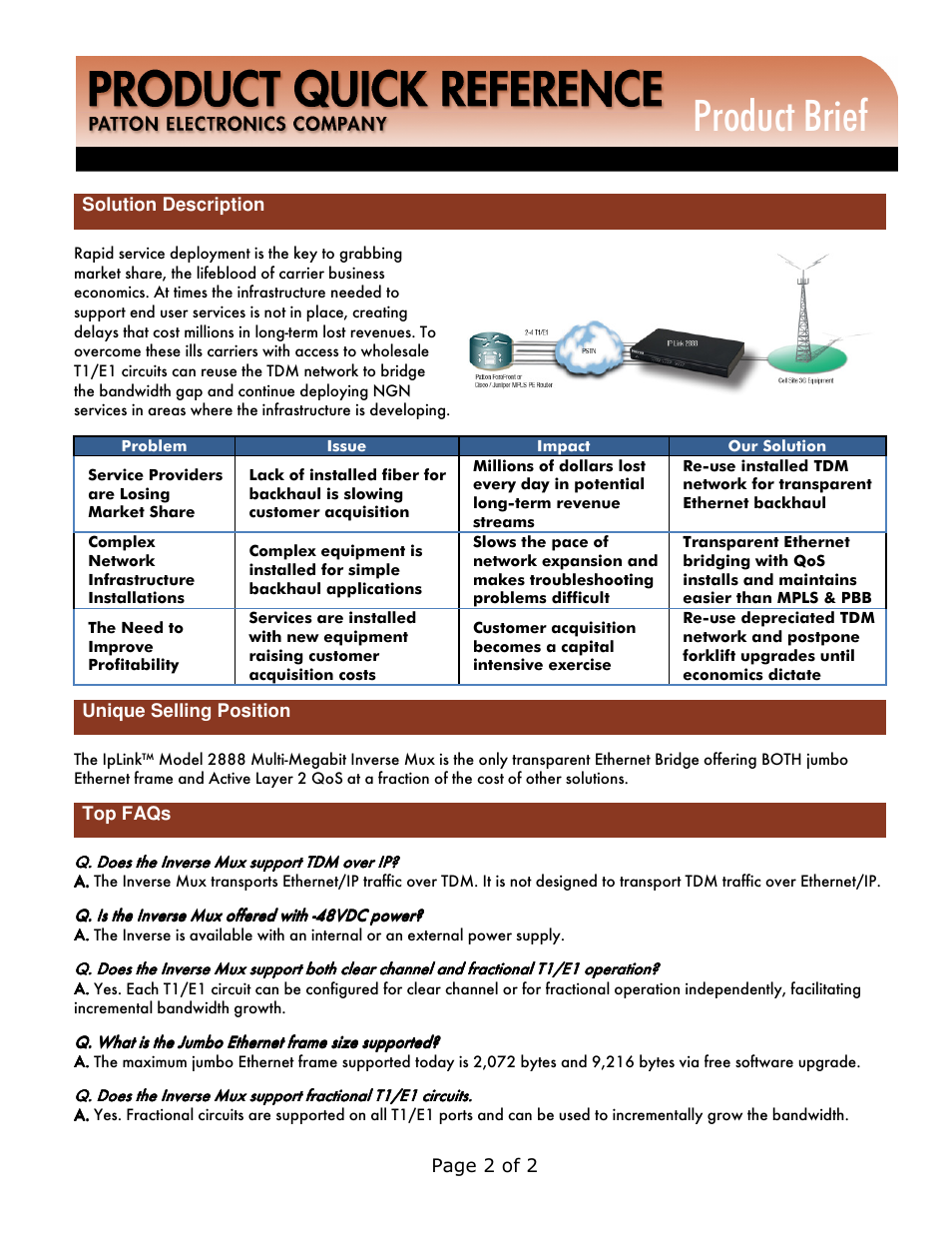 Product brief | Patton electronic IpLink 2888 User Manual | Page 2 / 2