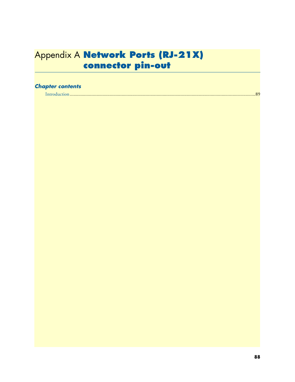 Network ports (rj-21x) connector pin-out | Patton electronic 3196RC User Manual | Page 88 / 93
