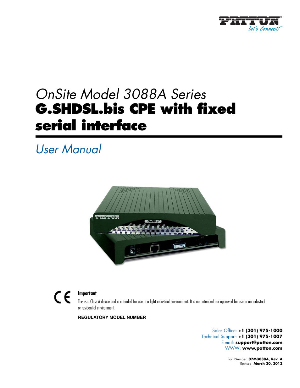 Patton electronic 3088A User Manual | 71 pages