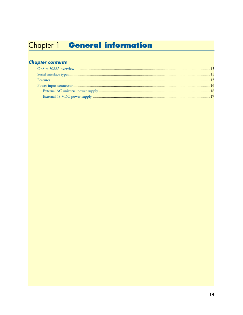Chapter 1 general information, General information, Chapter 1 | Patton electronic 3088A User Manual | Page 14 / 71