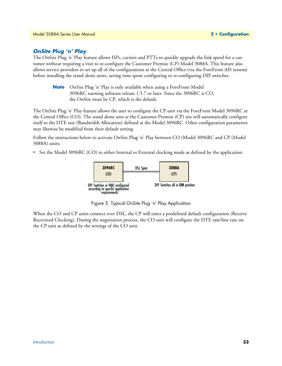 Onsite plug ‘n’ play, Typical onsite plug ‘n’ play application | Patton electronic 3088A User Manual | Page 33 / 71