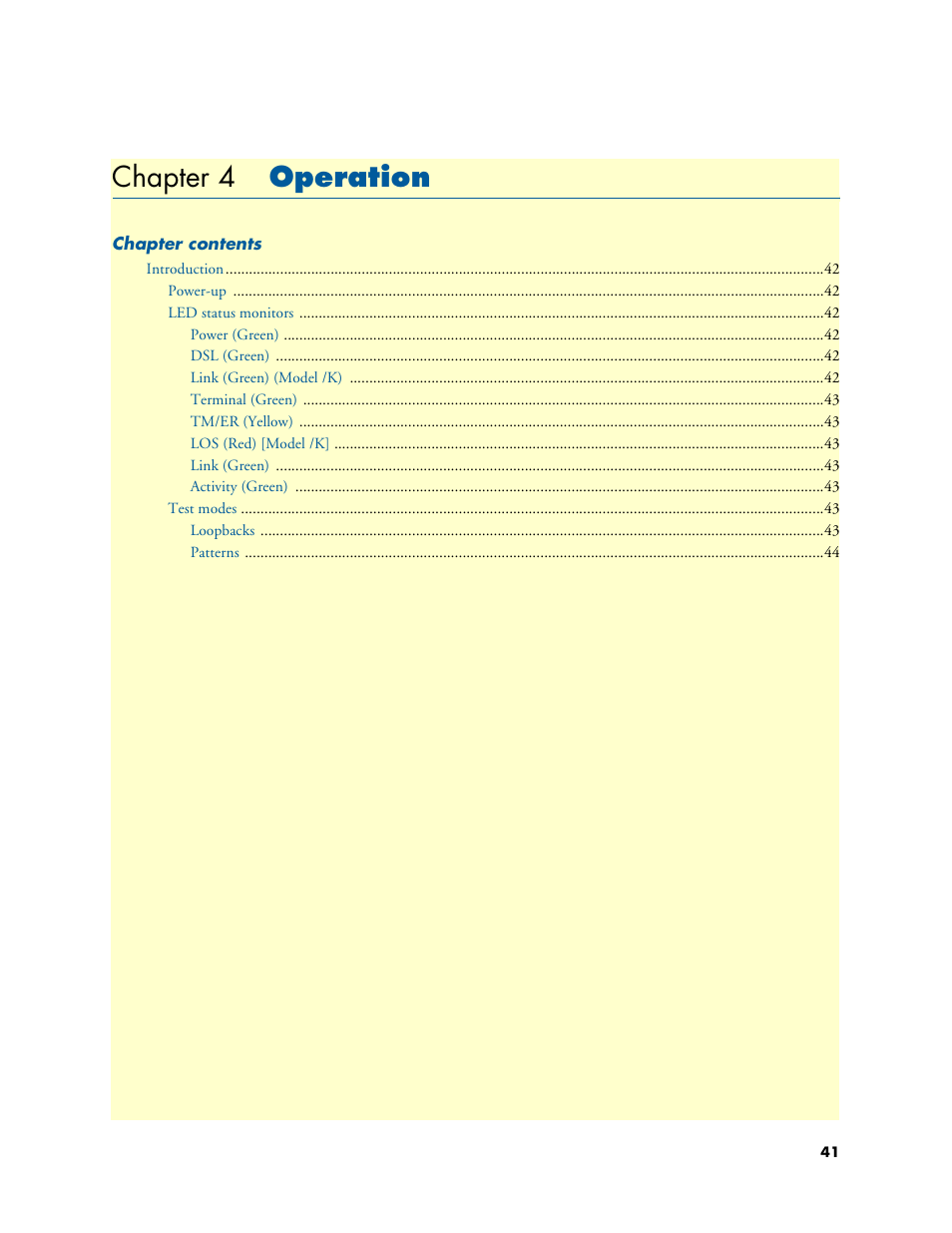 Chapter 4 operation, Operation, Chapter 4 | Patton electronic 3088A User Manual | Page 41 / 71