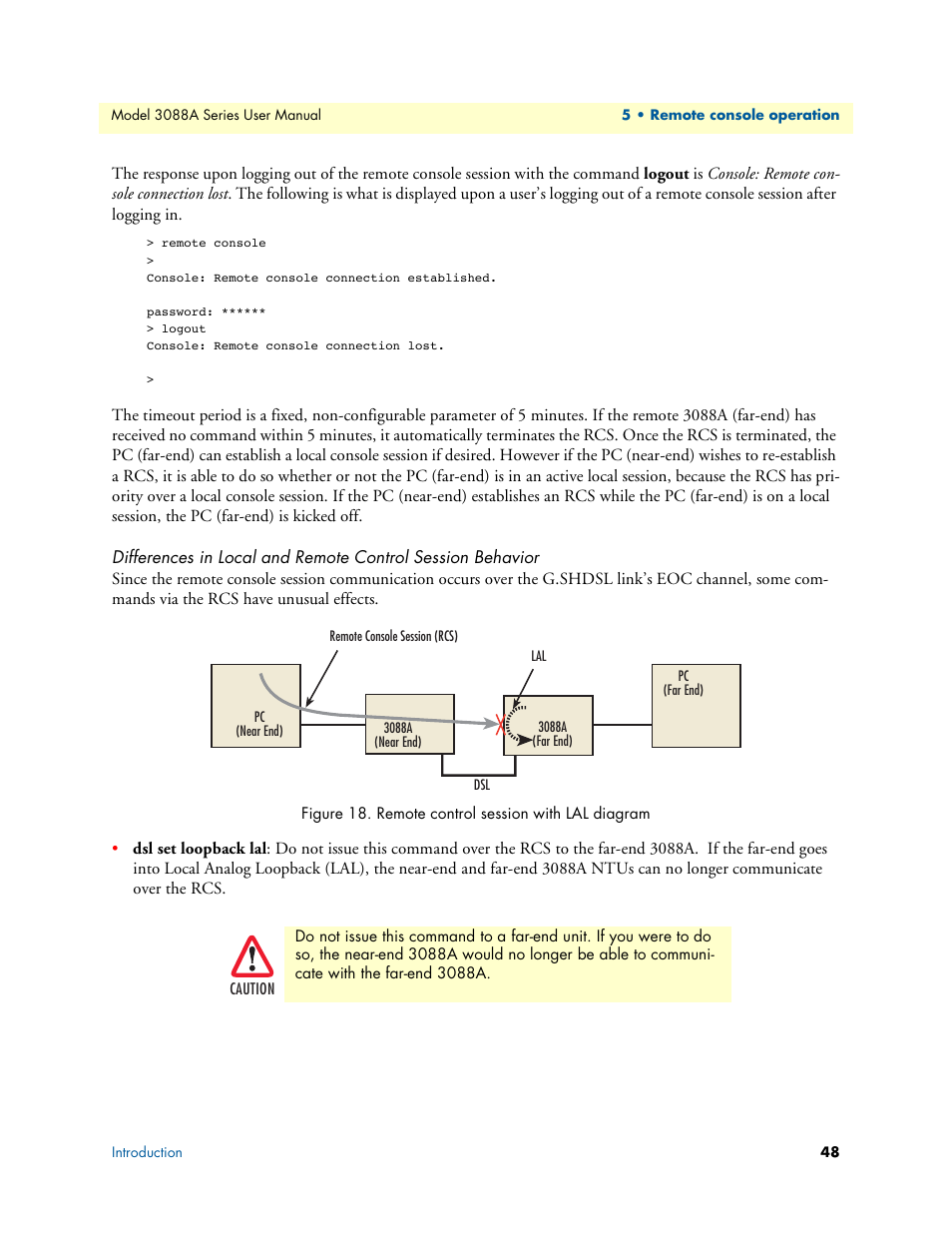 Remote control session with lal diagram | Patton electronic 3088A User Manual | Page 48 / 71