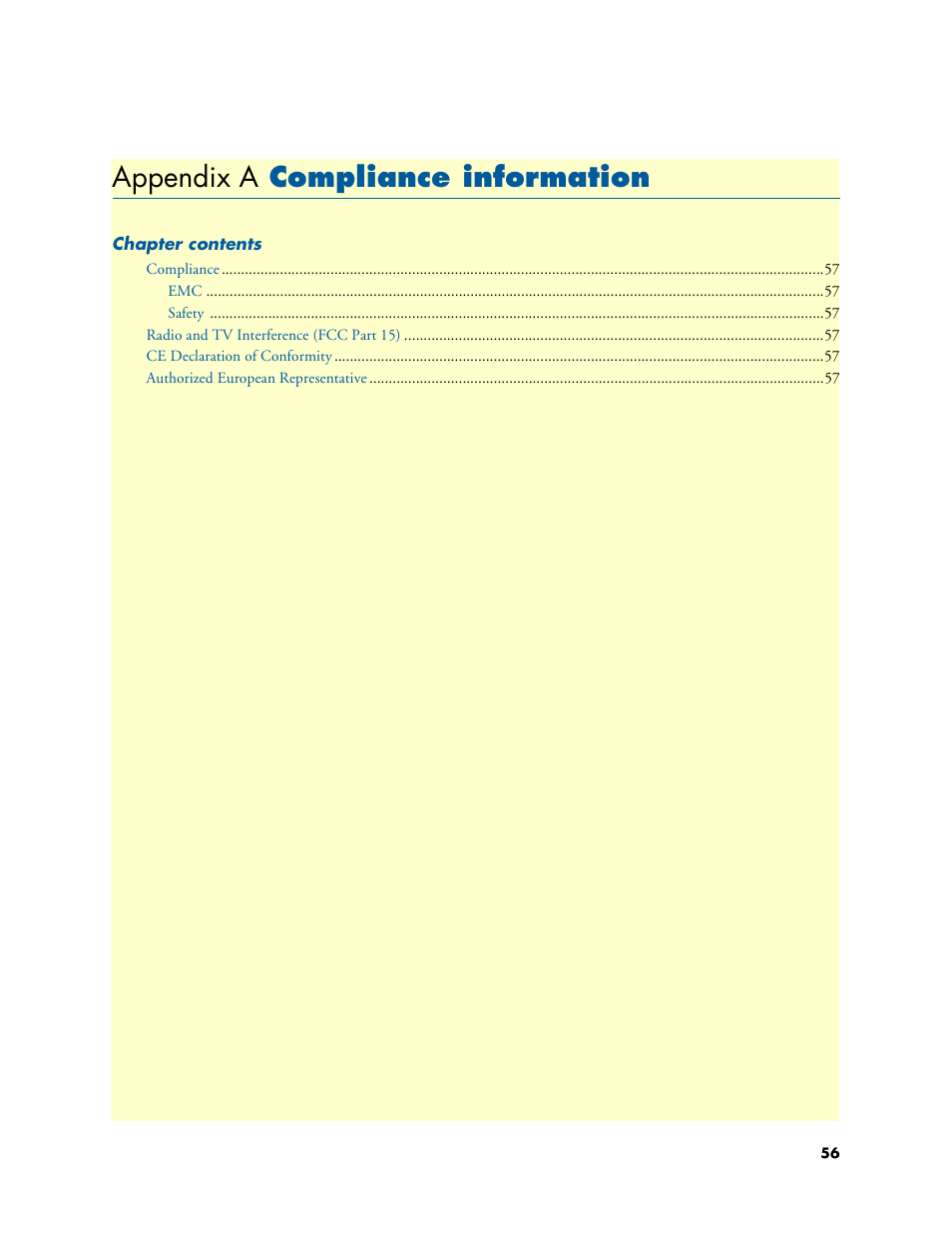 Appendix a compliance information, Compliance information, Appendix a | Patton electronic 3088A User Manual | Page 56 / 71