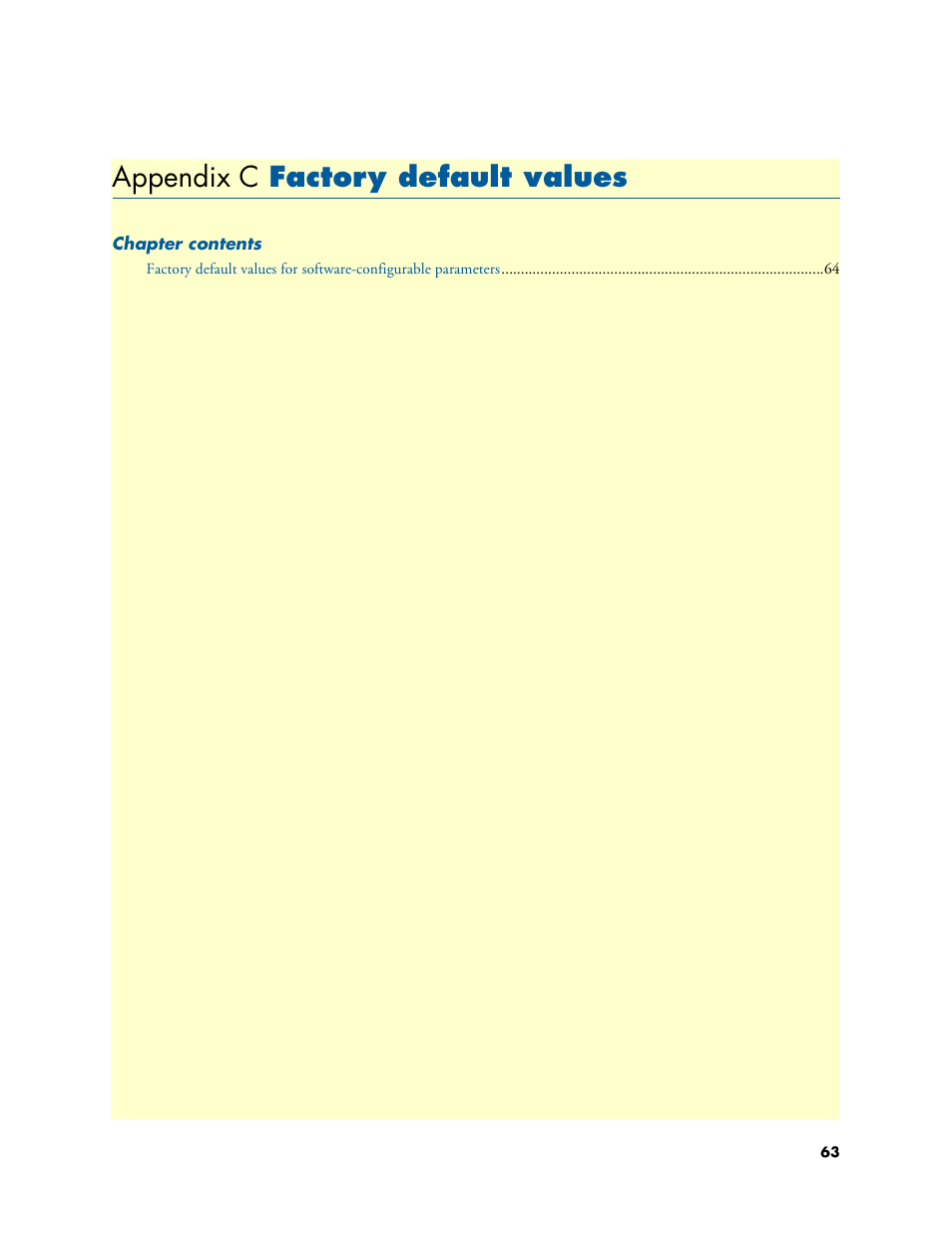 Appendix c factory default values, Factory default values, Appendix c | Patton electronic 3088A User Manual | Page 63 / 71