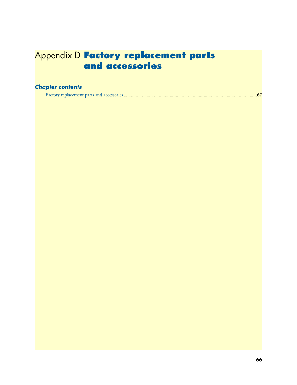 Factory replacement parts and accessories, Appendix d | Patton electronic 3088A User Manual | Page 66 / 71