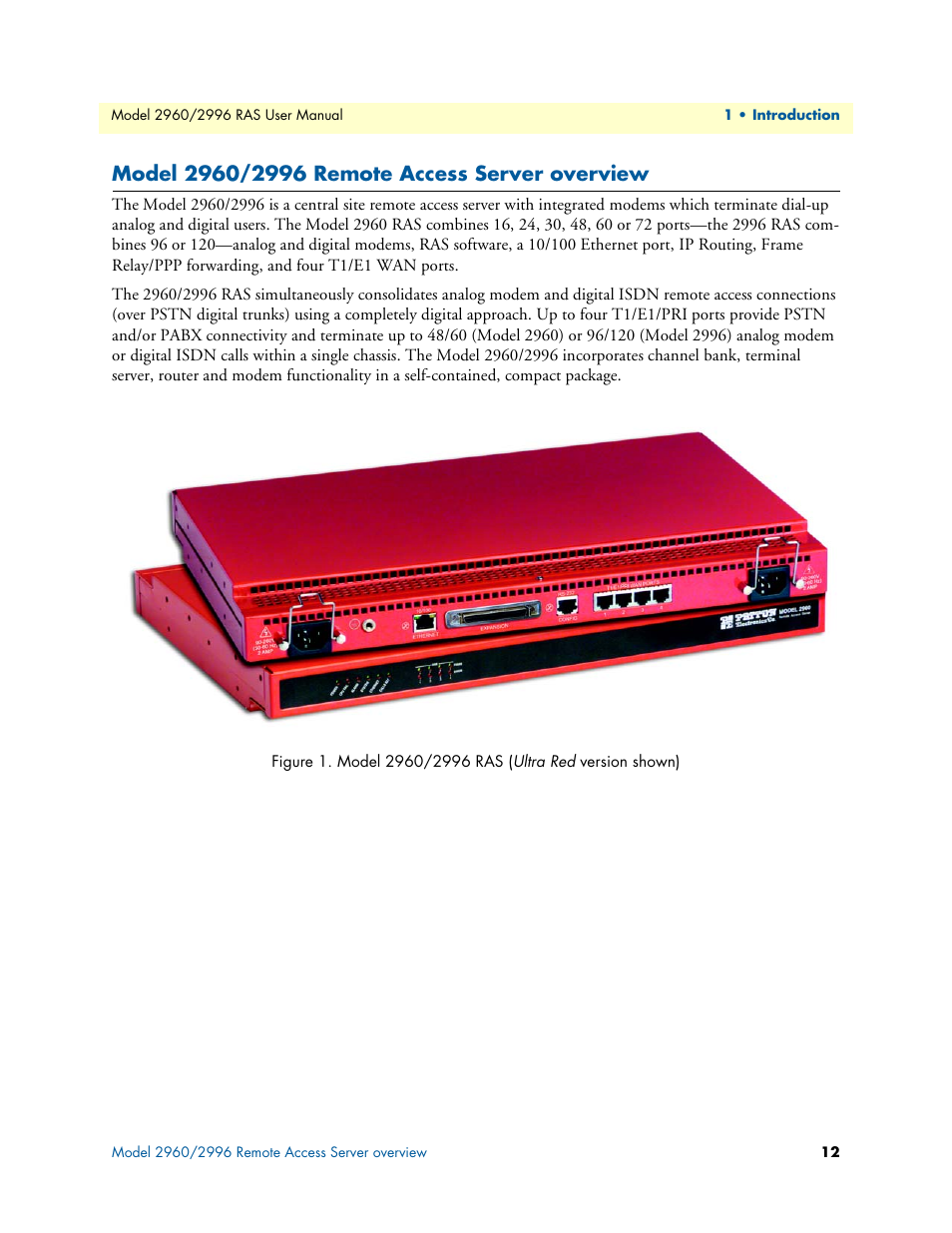 Model 2960/2996 remote access server overview | Patton electronic 2996 User Manual | Page 12 / 65