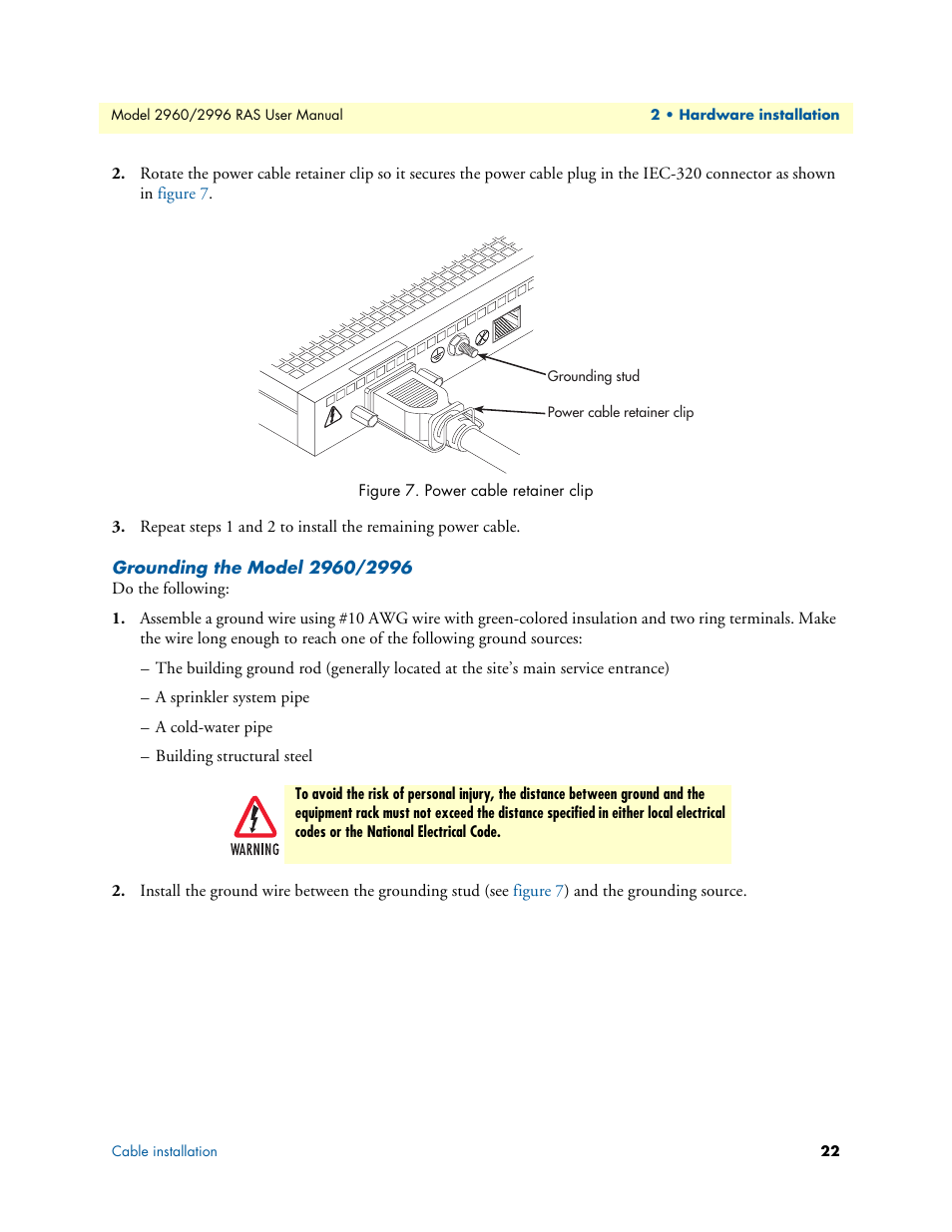 Grounding the model 2960/2996 | Patton electronic 2996 User Manual | Page 22 / 65