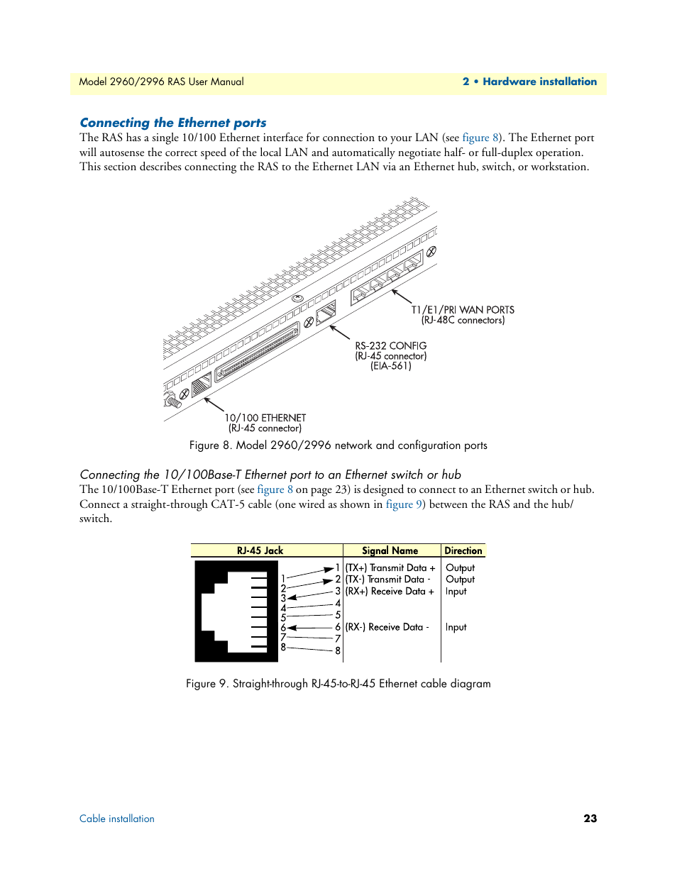 Connecting the ethernet ports | Patton electronic 2996 User Manual | Page 23 / 65