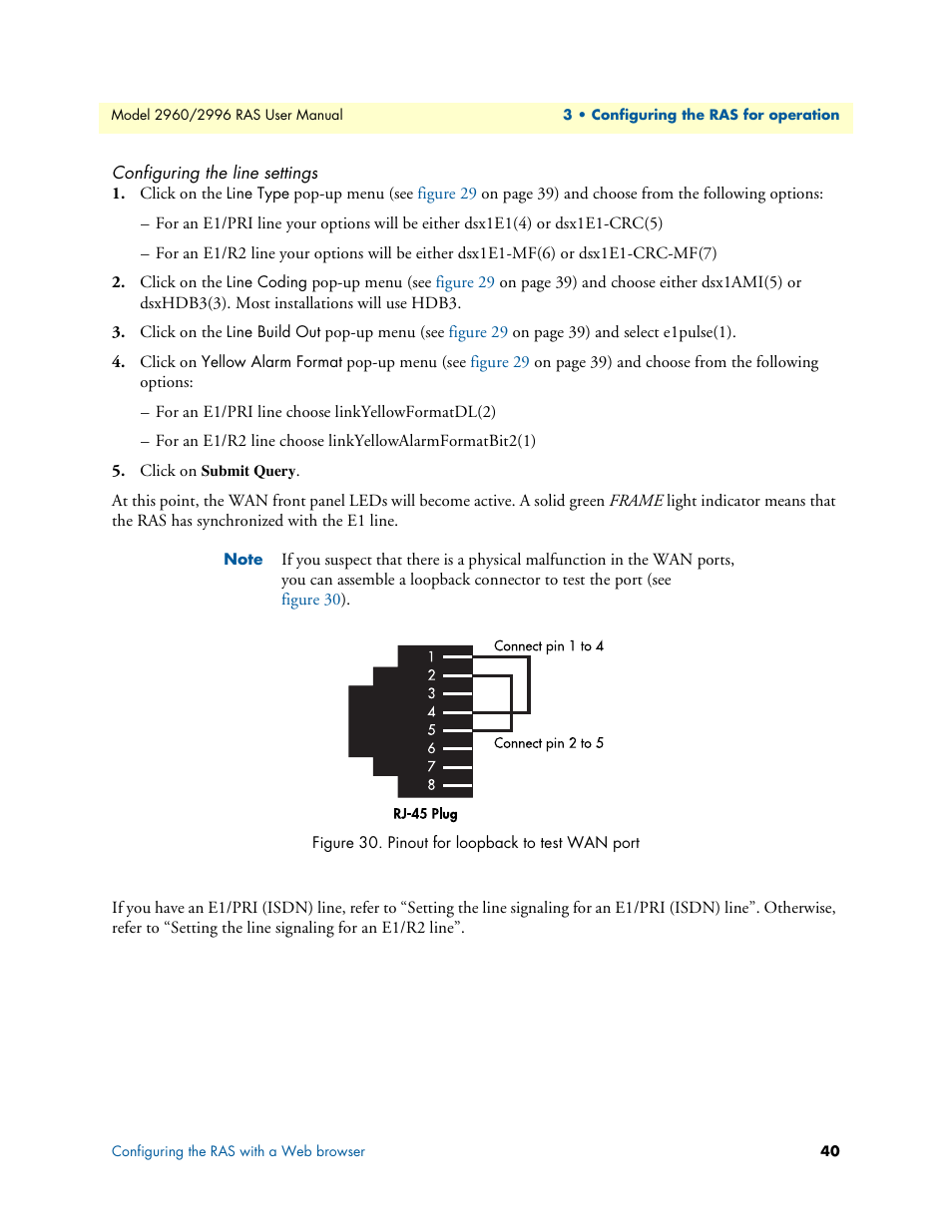 Configuring the line settings | Patton electronic 2996 User Manual | Page 40 / 65