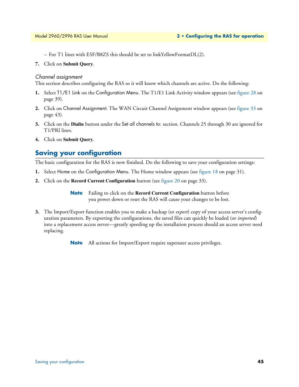 Channel assignment, Saving your configuration | Patton electronic 2996 User Manual | Page 45 / 65