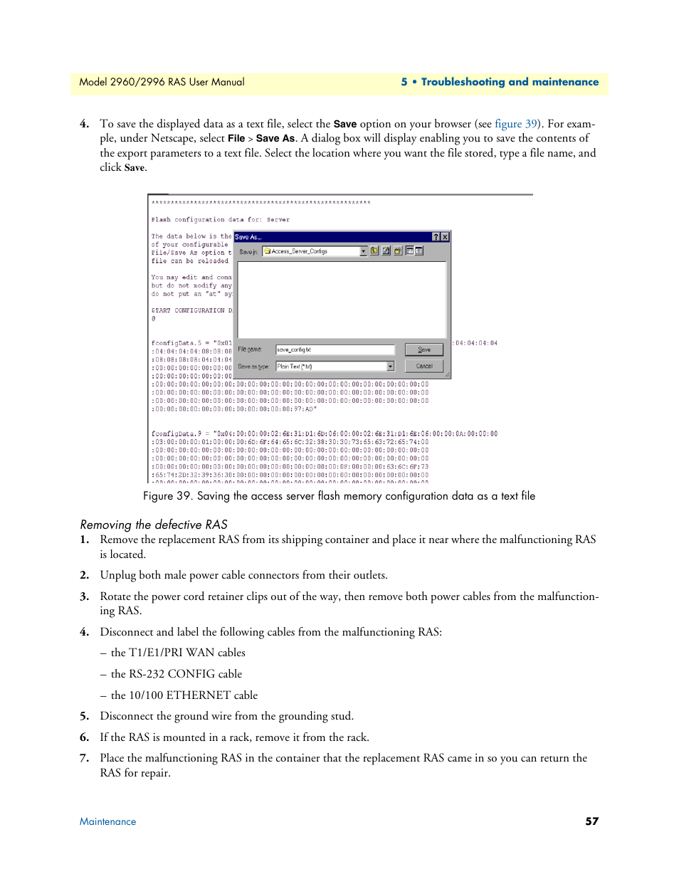 Removing the defective ras | Patton electronic 2996 User Manual | Page 57 / 65