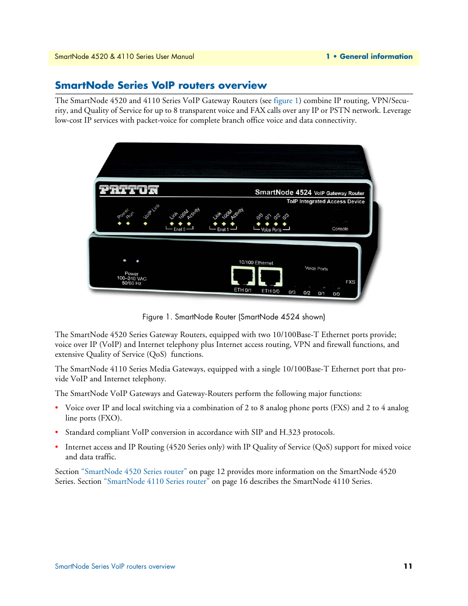 Smartnode series voip routers overview | Patton electronic SMARTNODE 4110 User Manual | Page 11 / 78