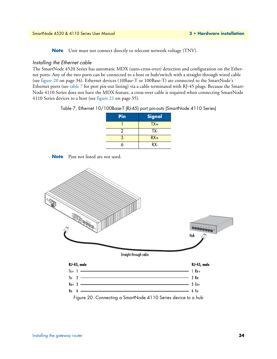 Installing the ethernet cable | Patton electronic SMARTNODE 4110 User Manual | Page 34 / 78