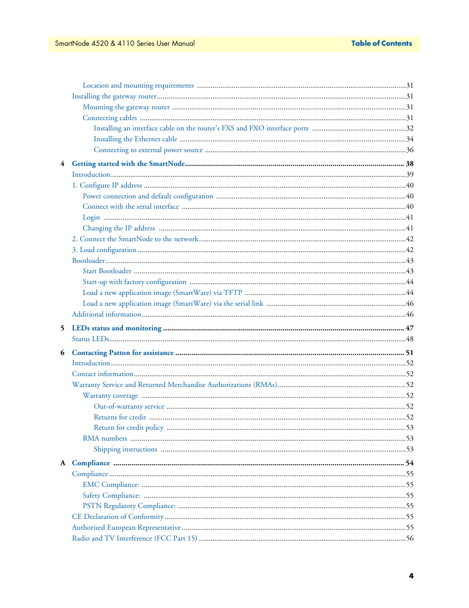 Patton electronic SMARTNODE 4110 User Manual | Page 4 / 78