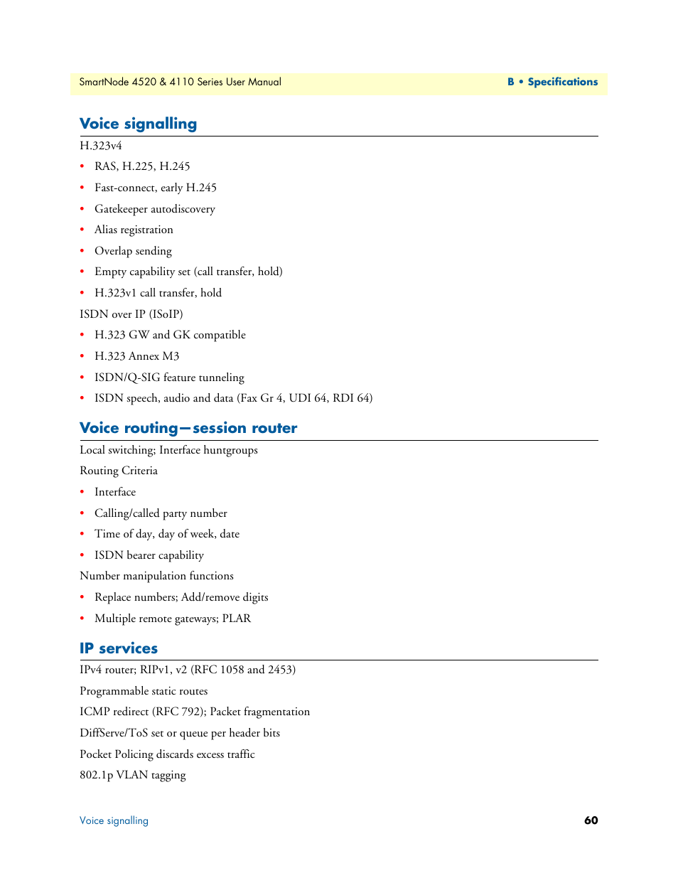 Voice signalling, Voice routing-session router, Ip services | Voice routing—session router | Patton electronic SMARTNODE 4110 User Manual | Page 60 / 78