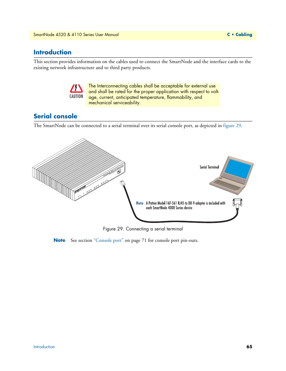 Introduction, Serial console | Patton electronic SMARTNODE 4110 User Manual | Page 65 / 78