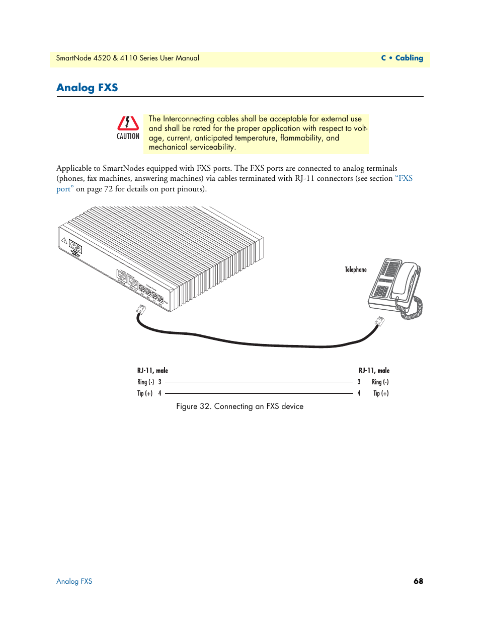 Analog fxs | Patton electronic SMARTNODE 4110 User Manual | Page 68 / 78