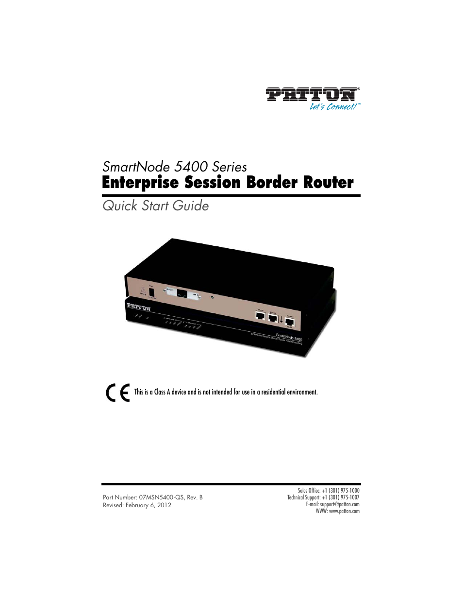 Patton electronic SMARTNODE 5400 User Manual | 8 pages