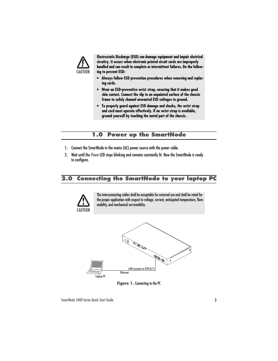 0 power up the smartnode, 0 connecting the smartnode to your laptop pc | Patton electronic SMARTNODE 5400 User Manual | Page 3 / 8