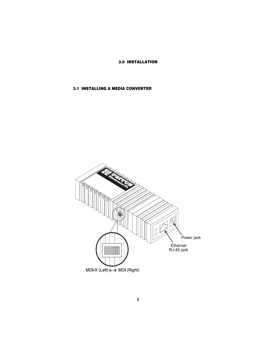 0 installation, 1 installing a media converter, Installation | Installing a media converter | Patton electronic 2300M User Manual | Page 8 / 16