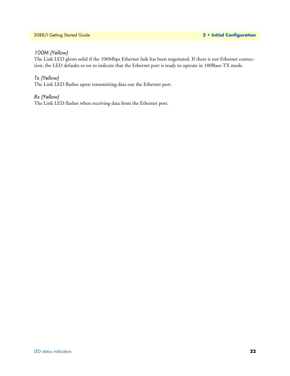 100m (yellow), Tx (yellow), Rx (yellow) | Patton electronic Model 3088/I User Manual | Page 22 / 61