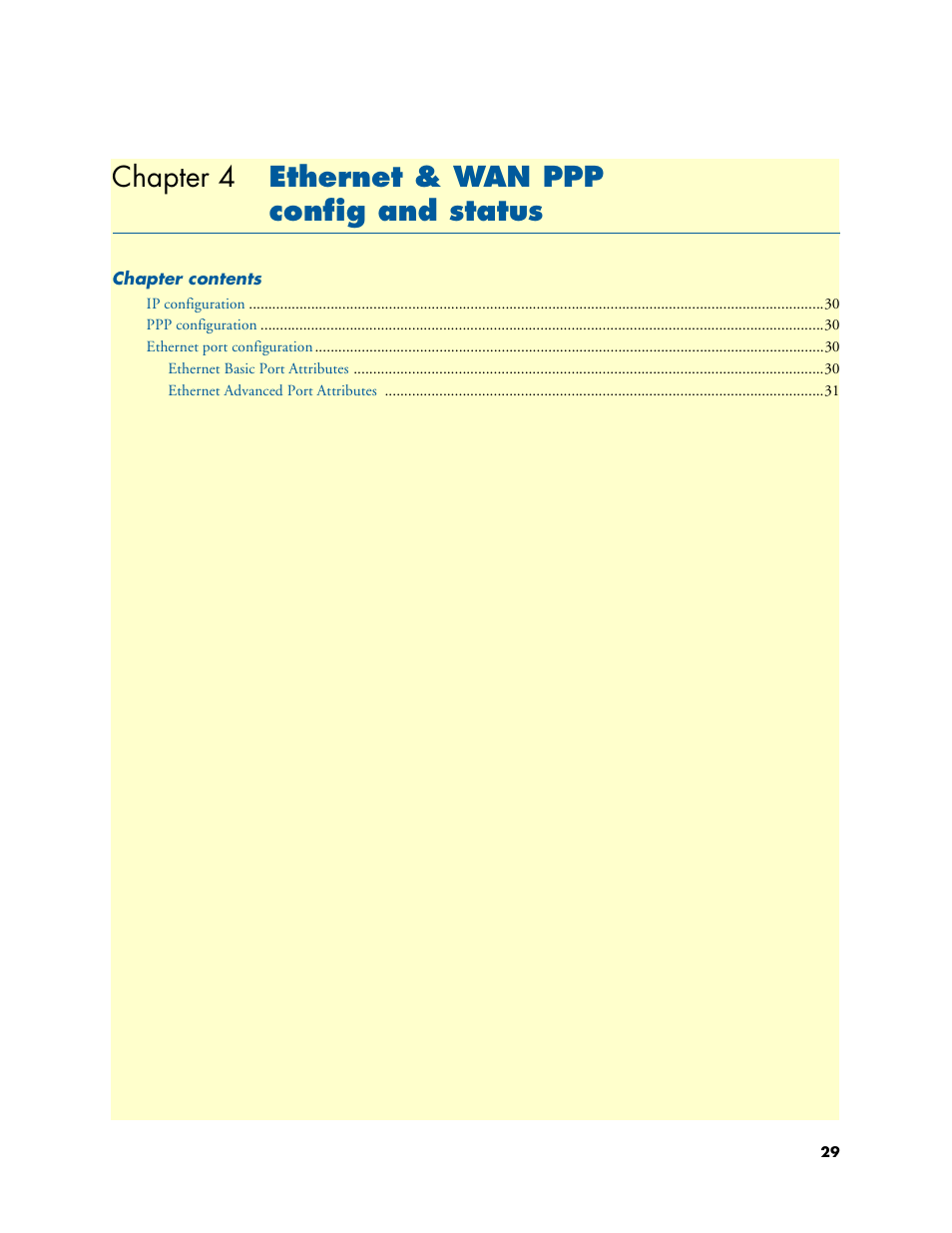 Chapter 4 ethernet & wan ppp config and status, Ethernet & wan ppp config and status, Chapter 4 | Patton electronic Model 3088/I User Manual | Page 29 / 61