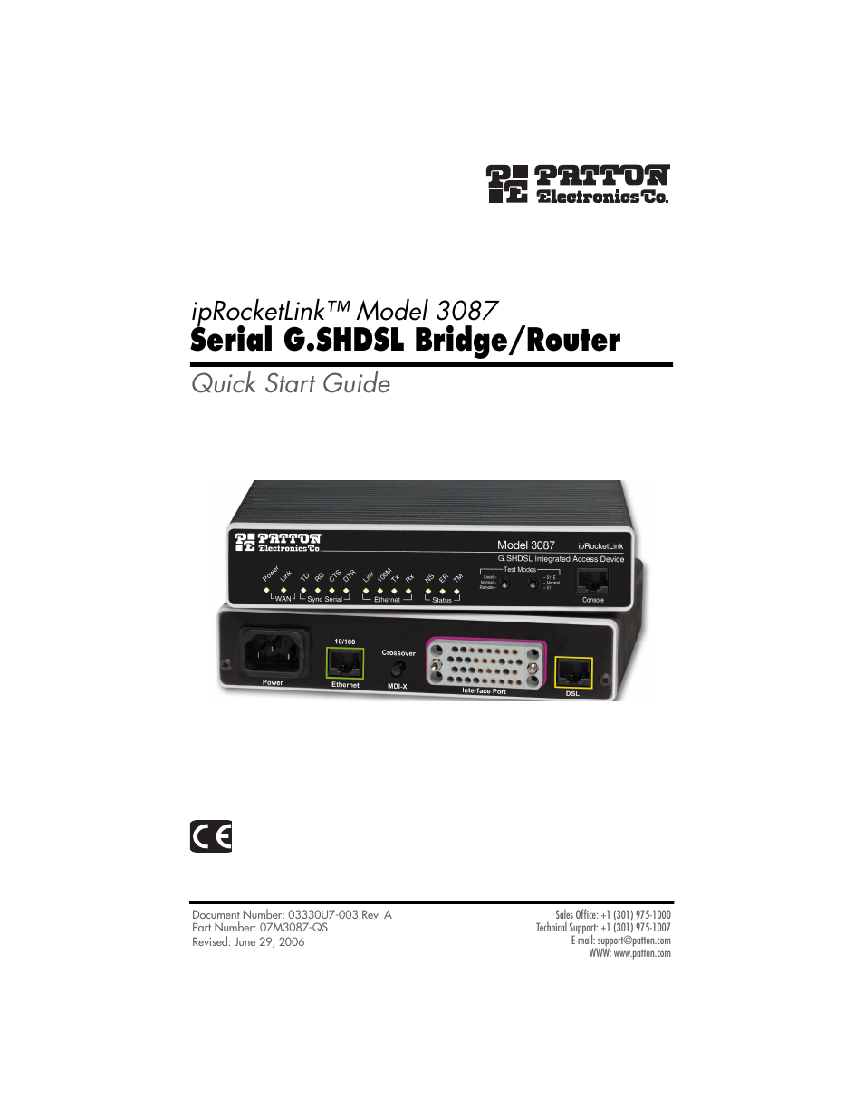 Patton electronic 3087 User Manual | 10 pages