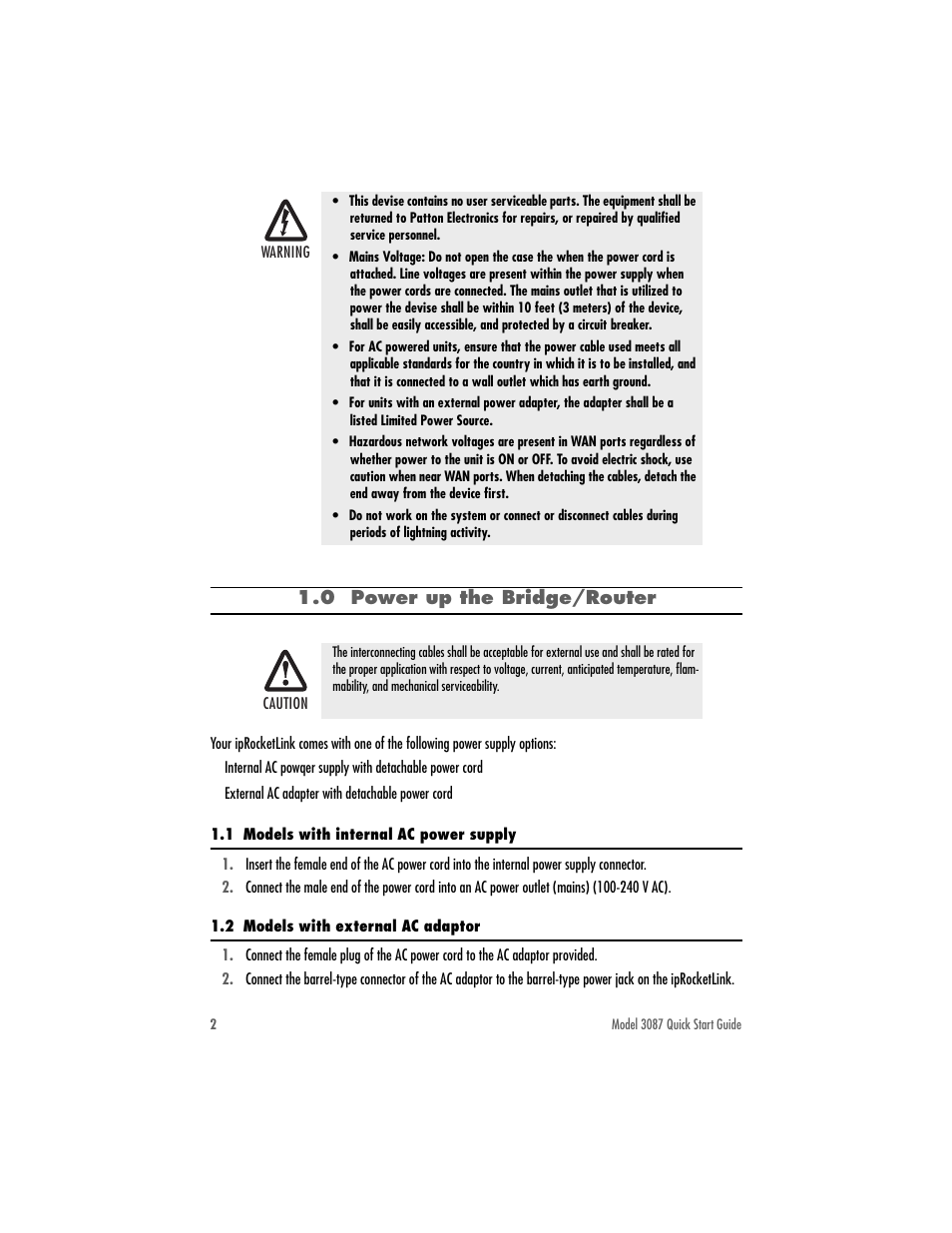 Patton electronic 3087 User Manual | Page 2 / 10