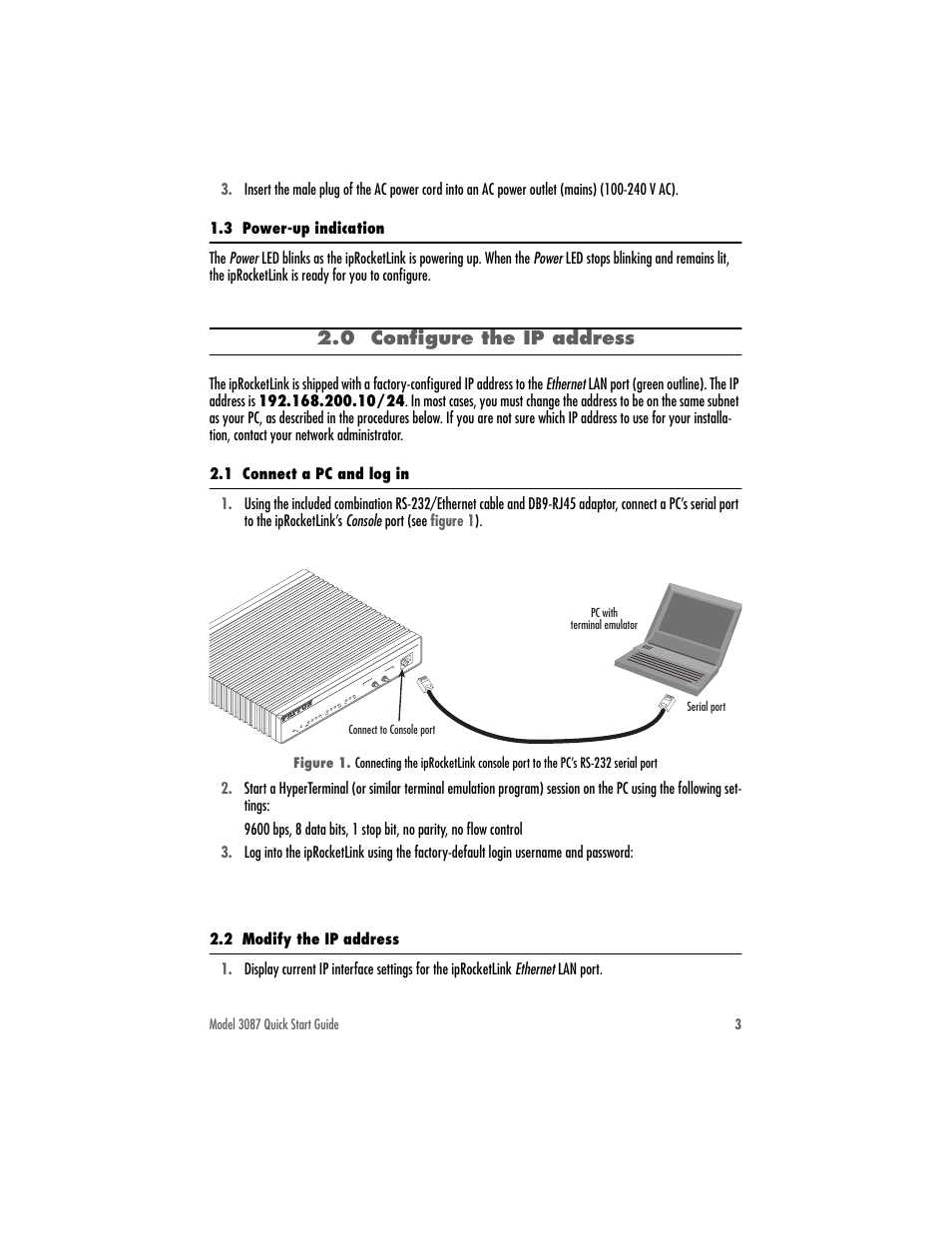 0 configure the ip address | Patton electronic 3087 User Manual | Page 3 / 10