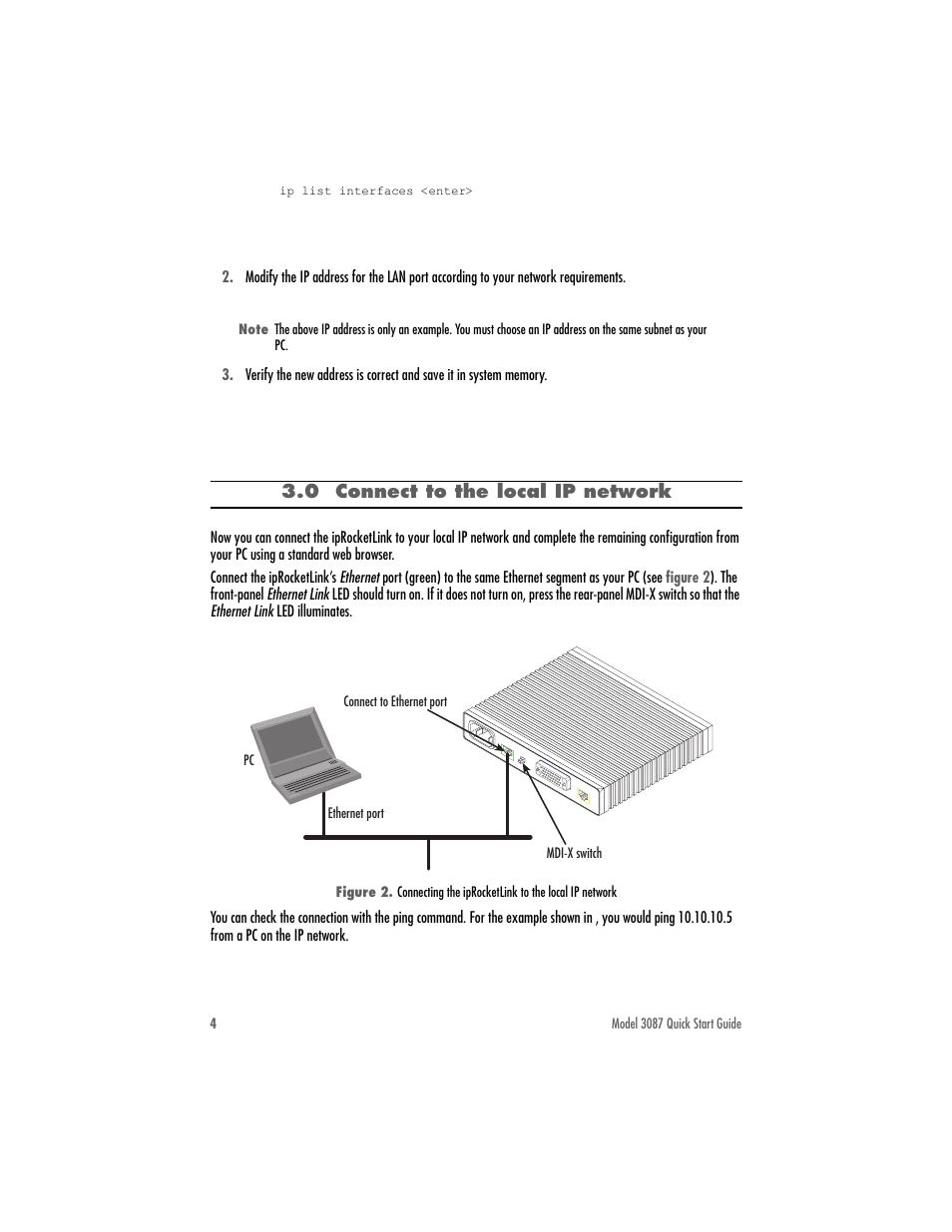 0 connect to the local ip network | Patton electronic 3087 User Manual | Page 4 / 10