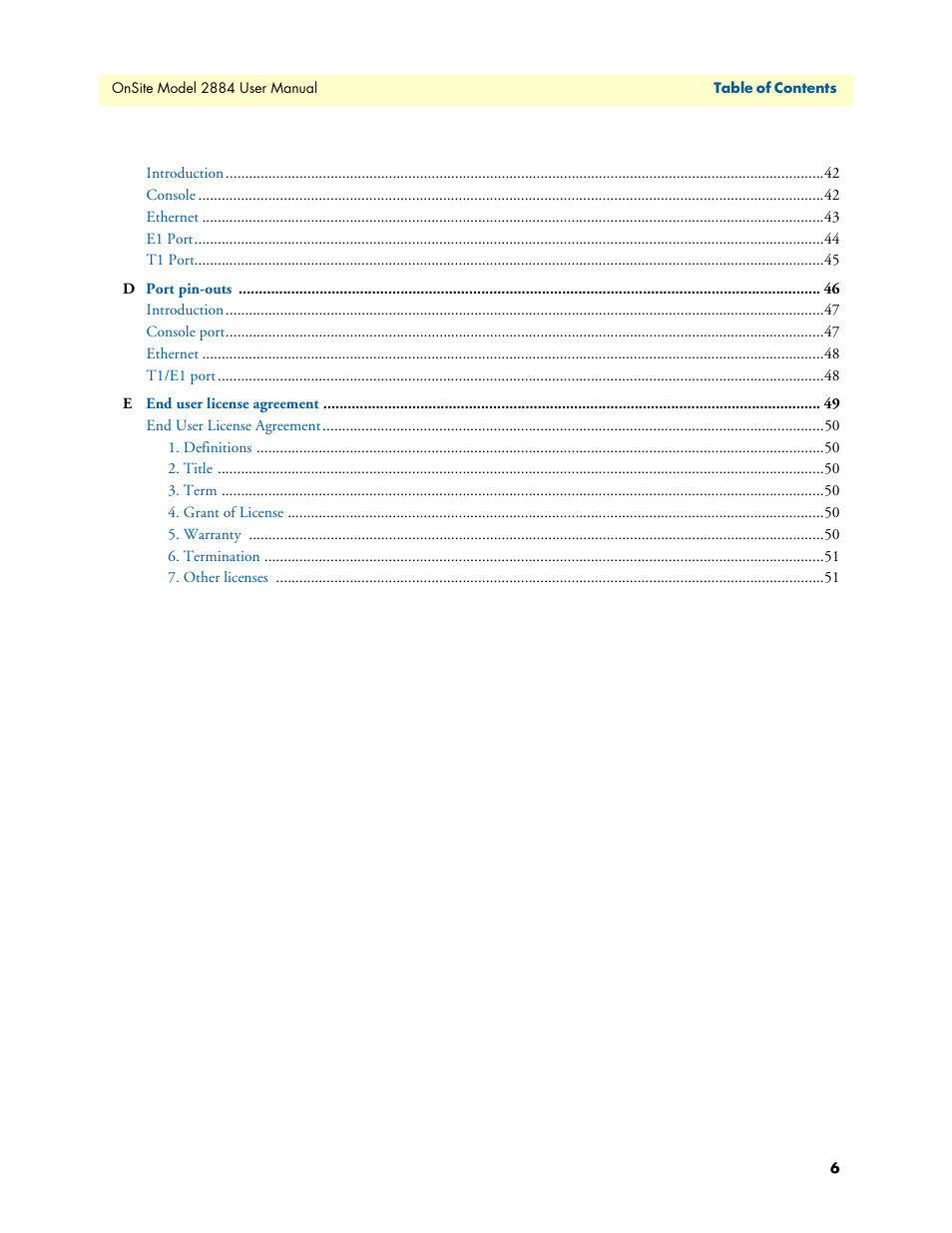 Patton electronic T1/E1 CHANNELIZED GIGABIT ROUTER 2884 User Manual | Page 6 / 51