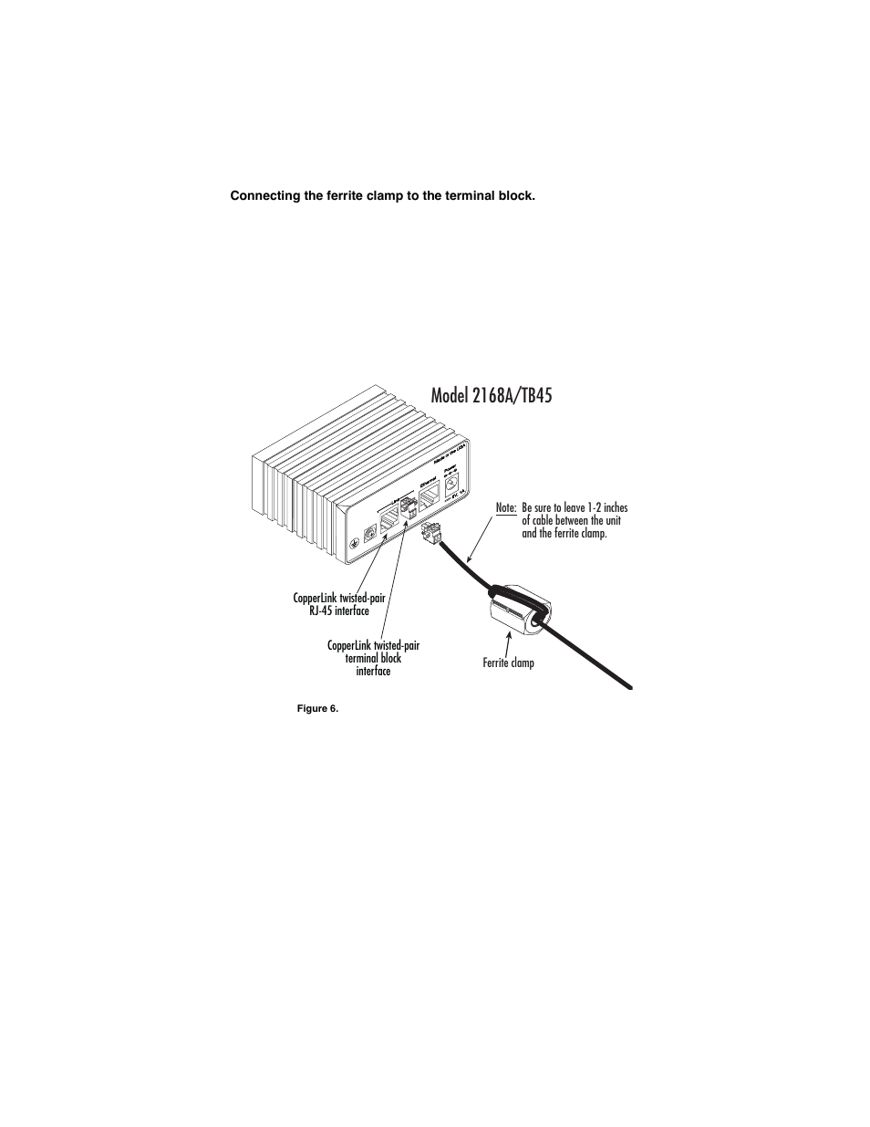 Connecting the ferrite clamp to the terminal block | Patton electronic CopperLink Ethernet Extenders 2168A User Manual | Page 13 / 28