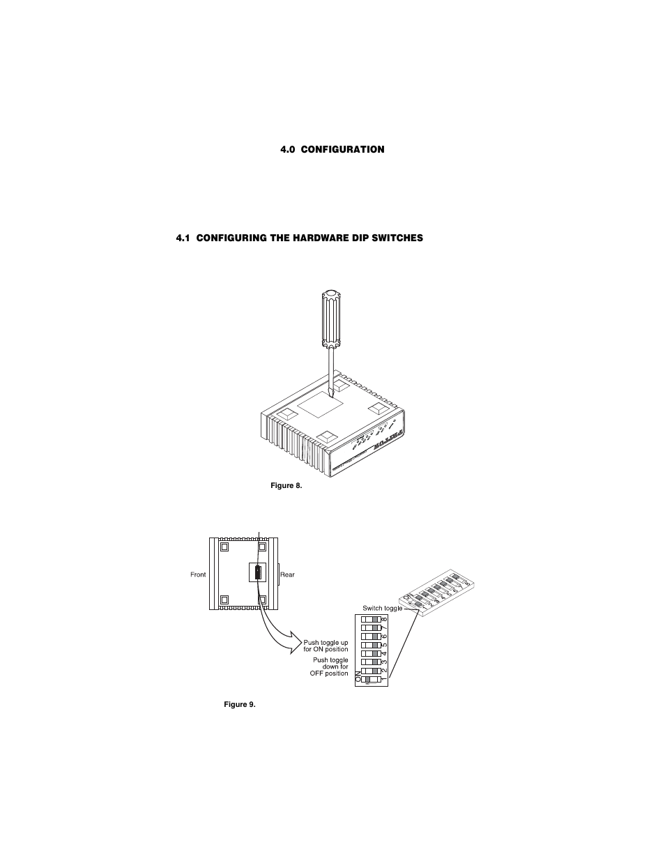 0 configuration, 1 configuring the hardware dip switches, Configuration | Configuring the hardware dip switches | Patton electronic CopperLink Ethernet Extenders 2168A User Manual | Page 16 / 28