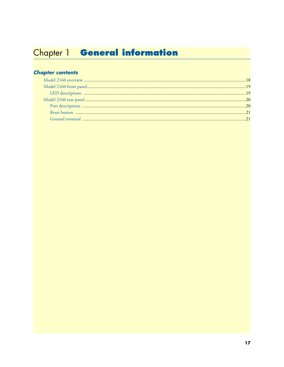 Chapter 1 general information, General information, Chapter 1 | Patton electronic CopperLink 2160 Series User Manual | Page 17 / 107