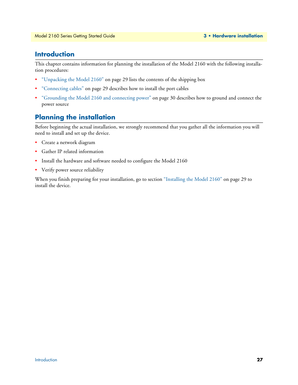 Introduction, Planning the installation | Patton electronic CopperLink 2160 Series User Manual | Page 27 / 107