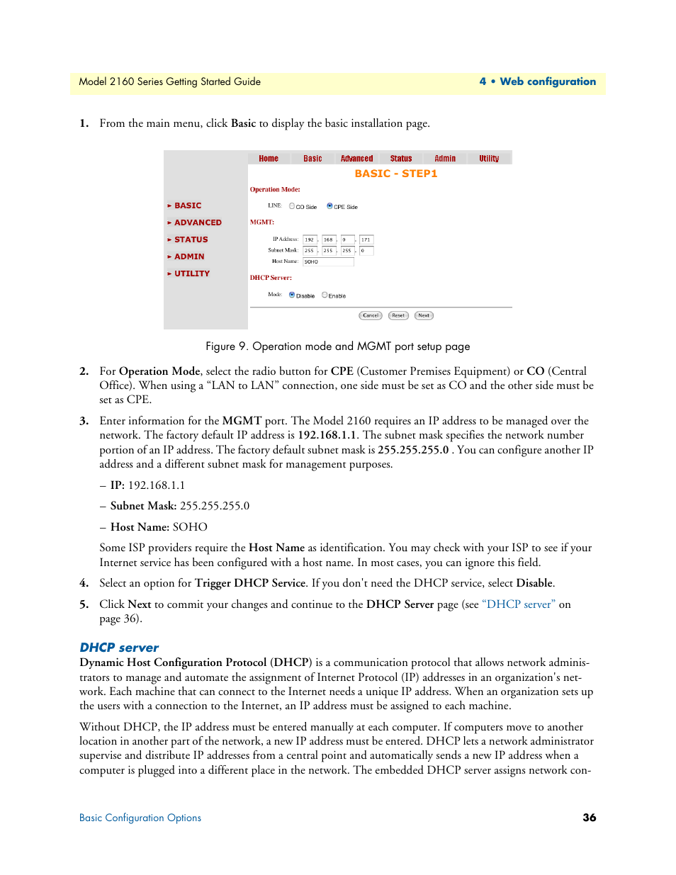 Dhcp server | Patton electronic CopperLink 2160 Series User Manual | Page 36 / 107