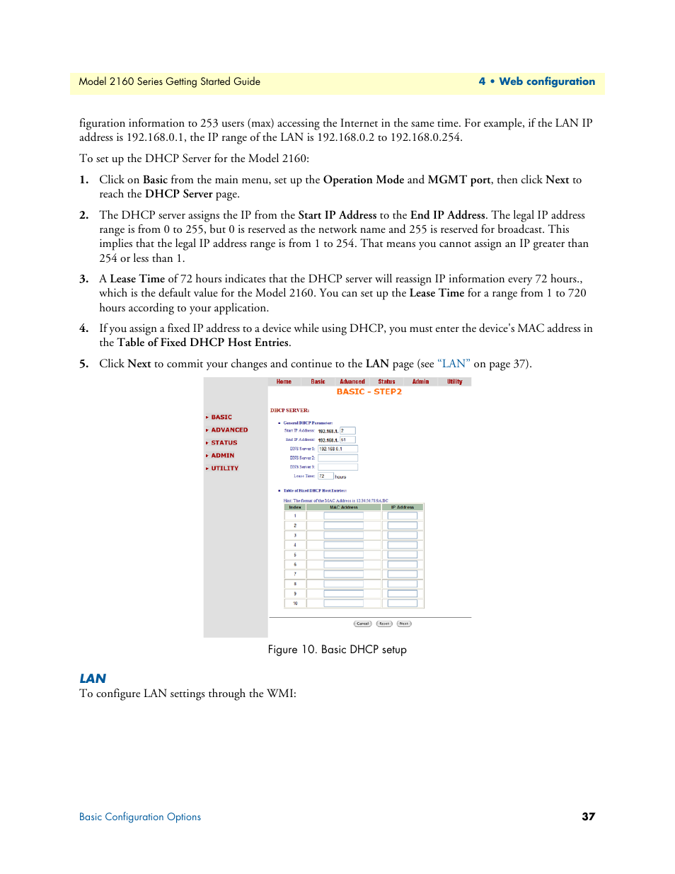 Basic dhcp setup | Patton electronic CopperLink 2160 Series User Manual | Page 37 / 107