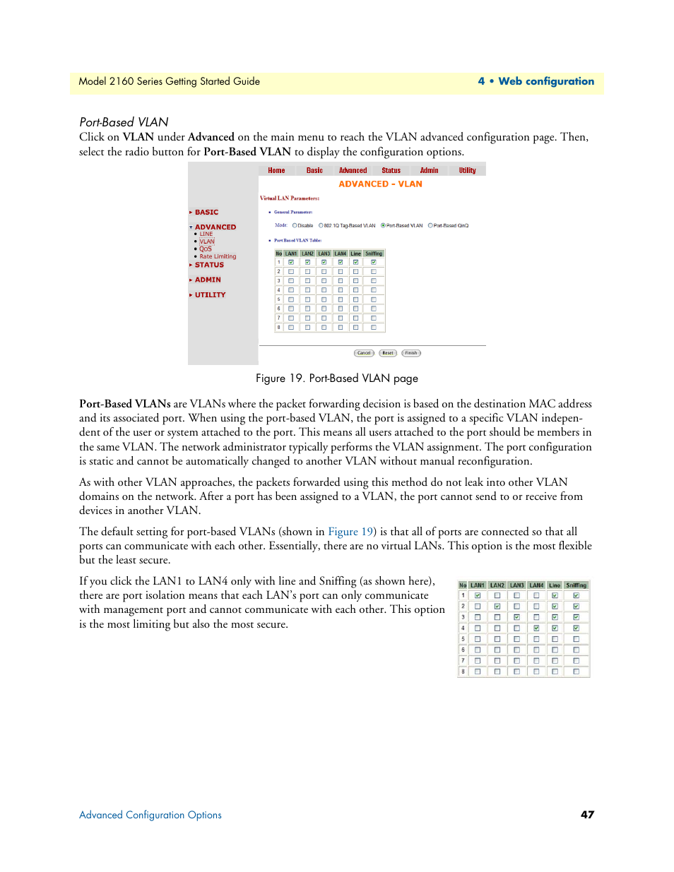 Port-based vlan | Patton electronic CopperLink 2160 Series User Manual | Page 47 / 107