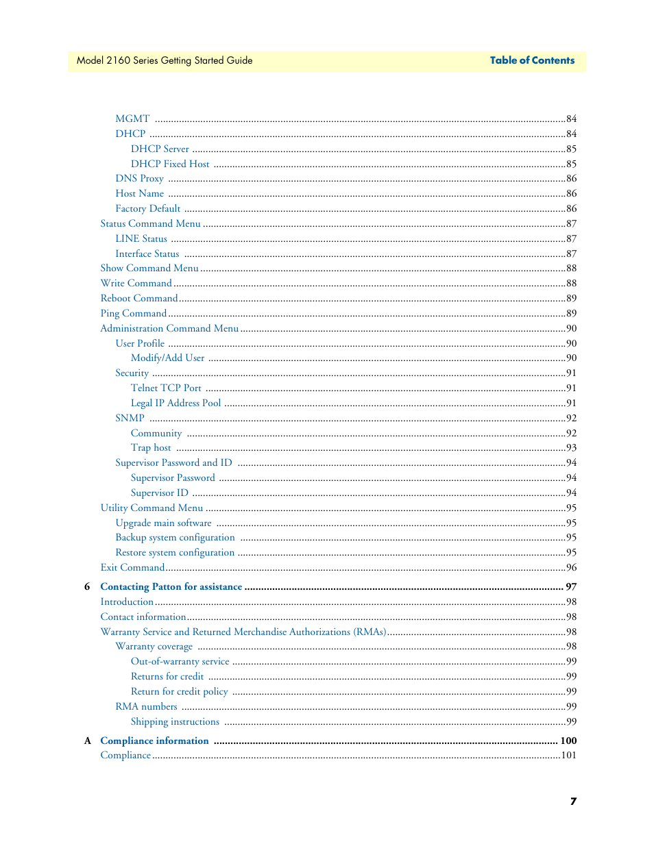 Patton electronic CopperLink 2160 Series User Manual | Page 7 / 107